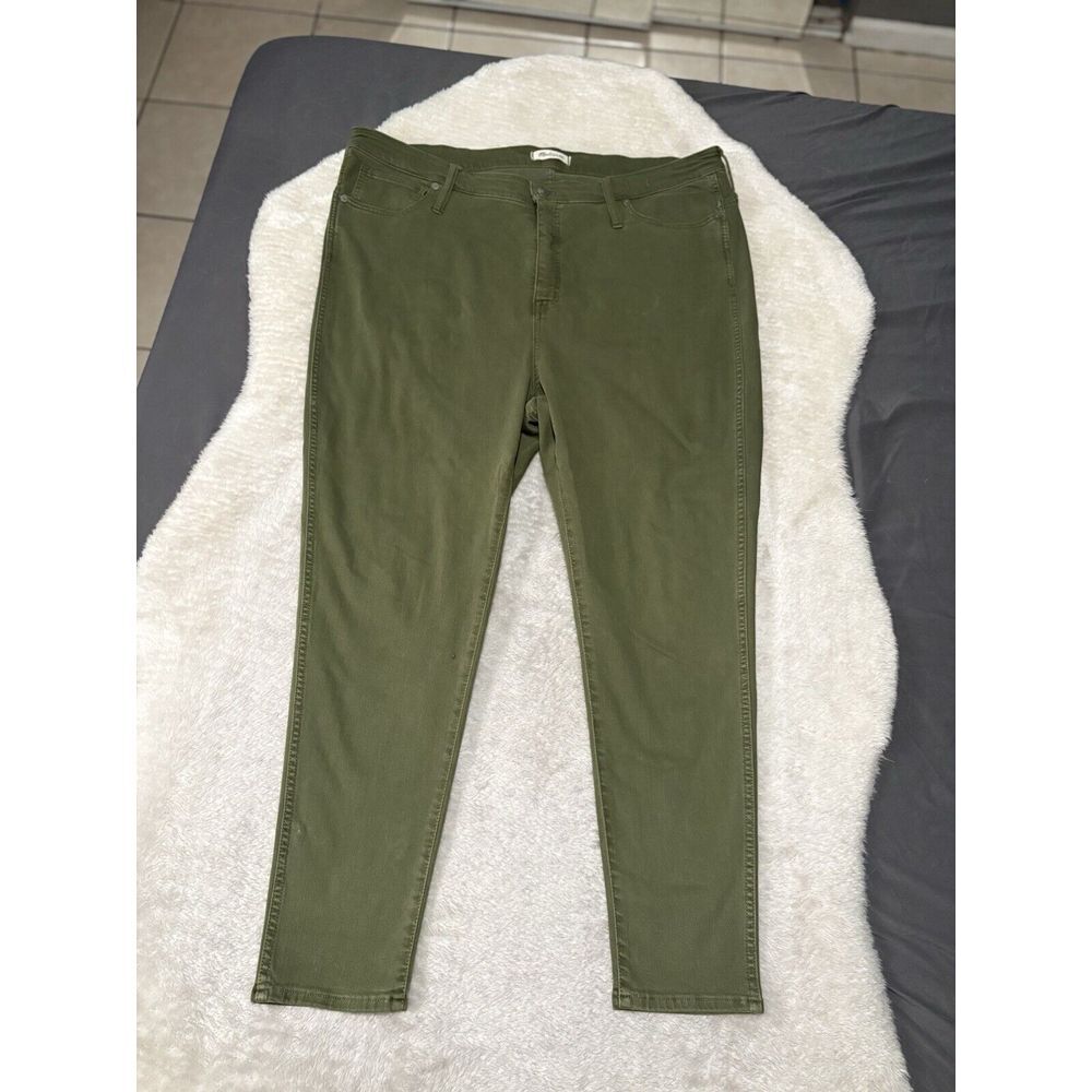 Madewell 10" High Rise‎ Skinny Green Jeans Plus Size 36 Pants Stretch